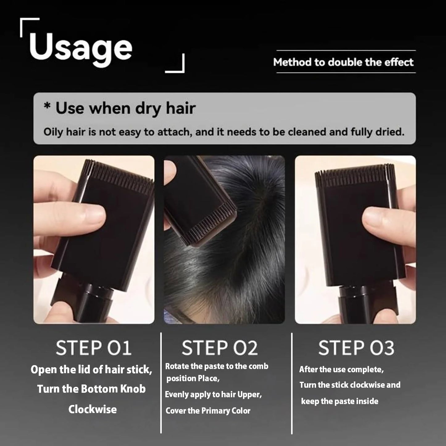 Black Hair Dye Stick for Hiding White Hair, Pack Of 1 (20gm)